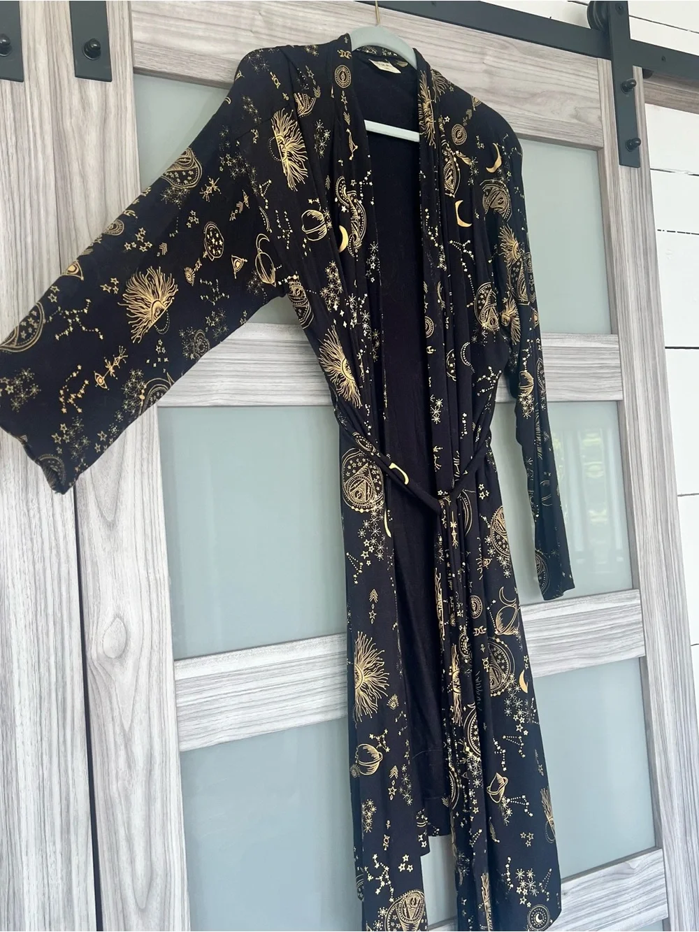Soma cool cotton Robe with Gold Celestial Print - Picture 1 of 6
